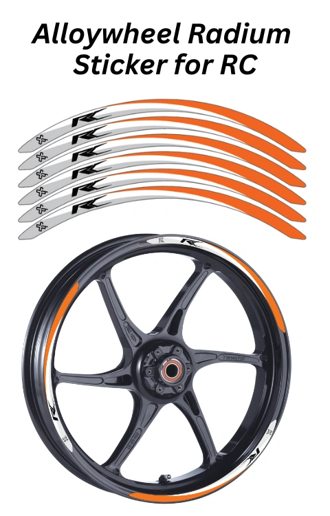 Alloy Wheel Radium Sticker Compatible with RC 125/200/390 | Made In Premium Radium With FPF(Fade Protection Film), Water Proof, Precut Sticker, Pack Of 12